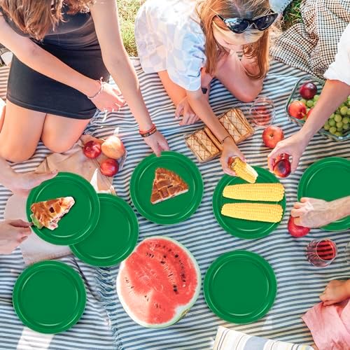 50 Count Green 7 Inch Round Paper Plates Heavy Duty Disposable Dinnerware - Image 6