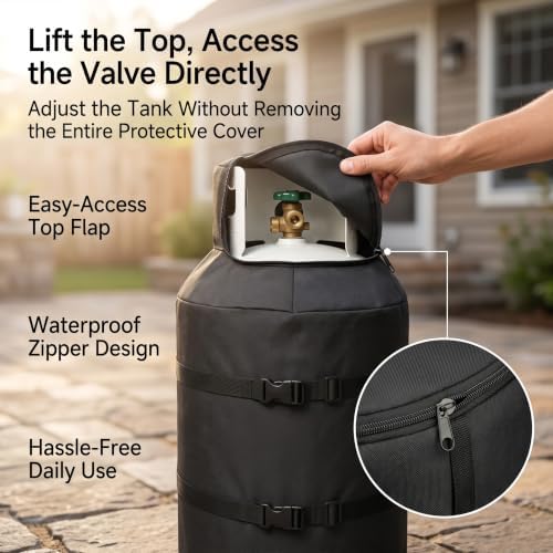100 lb Propane Tank Cover 48.5", Heavy Duty 600D Waterproof Cylinder Cover - Image 4