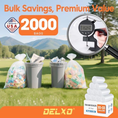 Delxo 30-33 Gallon Trash Bags, 2000 Count Bulk Value Large Garbage Bags - Image 4