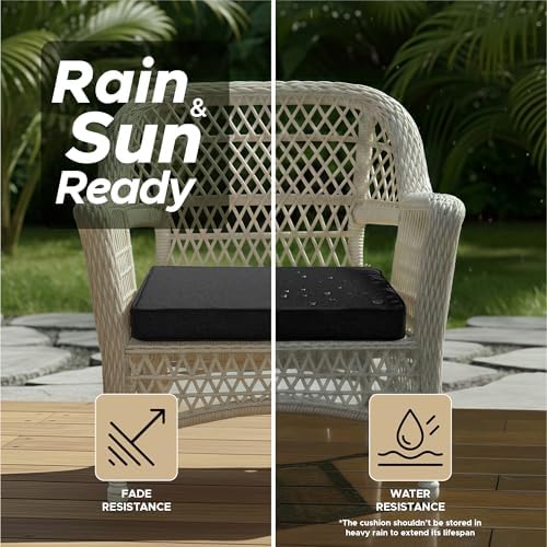 Outdoor Chair Cushions, Set of 4, 18 x 18 Inch, Black - Image 3