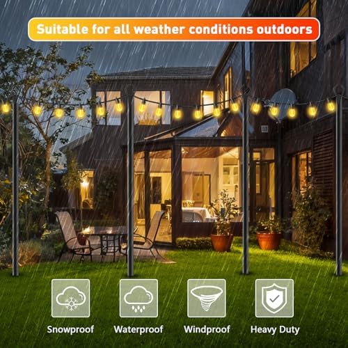 AHRLHR 8 Pack String Light Poles, Outdoor String Light Pole 10 ft Forked Metal Light Pole with Adjustable Outdoor Light Stand, Deck, Backyard, Garden, Wedding, Rustproof and Sturdy with Hooks. - Image 5