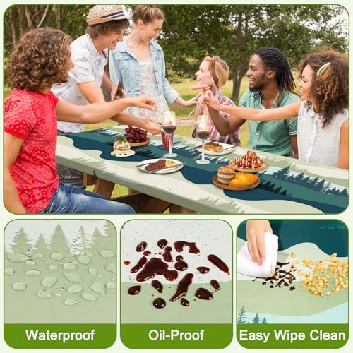 Picnic Table and Bench Cover Set, Waterproof Fitted Elastic Cloth - Image 4