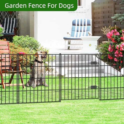 Metal Garden Fence with Gate 28 in x 23.3 ft, Dog Fence Outdoor for Yard - Image 5