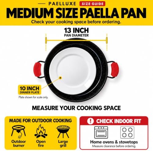 Paelluxe Paella Pan Enameled No-Rust Steel Skillet - 13 Inch, 6 Servings - Image 2