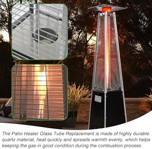 Patio Heater Glass Tube Replacement,49.5" Tall 4" Diameter with Silicone Connecting Ring Compatible with Four-Sided Pyramid Flame Outdoor Heater, Glass Tube Patio Heater for Hiland, Fire Sense - Image 5