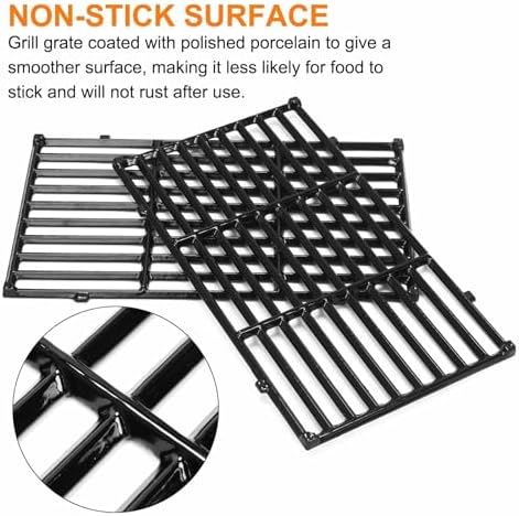 Uniflasy 7637 Grill Grates for Weber Spirit E210, Grill Replacement Parts for Spirit 200/Spirit II 200 GS4 E-210/E-220/S-210/S-220, Porcelain-Enameled Cast Iron, 17.5 Inch, 2-Pack - Image 5