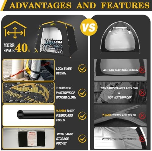 Happy Travel Bike Storage Shed Tent, Waterproof Portable Bicycle Cover Shed - Image 2