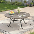 Outdoor Dining Table for 8, 53" Round Outdoor Table with Adjustable Umbrella Hole, All-Weather Metal Patio Dining Table for Lawn Garden Backyard Deck, Grey by ProvideOutdoorSolutions
