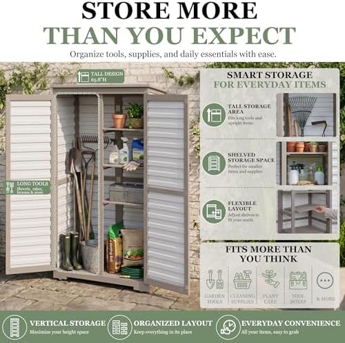 Gowoodhut Outdoor Storage Cabinet with 3 Adjustable Shelves, Lockable Doors - Image 2