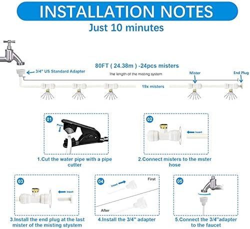 Patio Misters for Cooling Outdoor, White Mister for Outside, 80FT|24M - Image 5