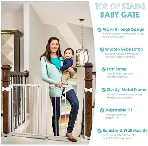 Regalo Safety 29"-43" Extra Wide Baby Gate for Top of Stairs & Doorways - Image 4