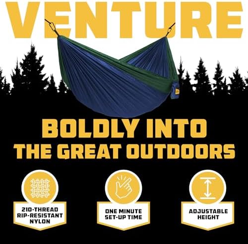 Wise Owl Outfitters Camping Hammocks - Portable Hammock for Outdoor, Indoor, Single Use w/ Tree Straps - Backpacking, Travel, and Camping Accessories, Navy & Forrest - Image 3