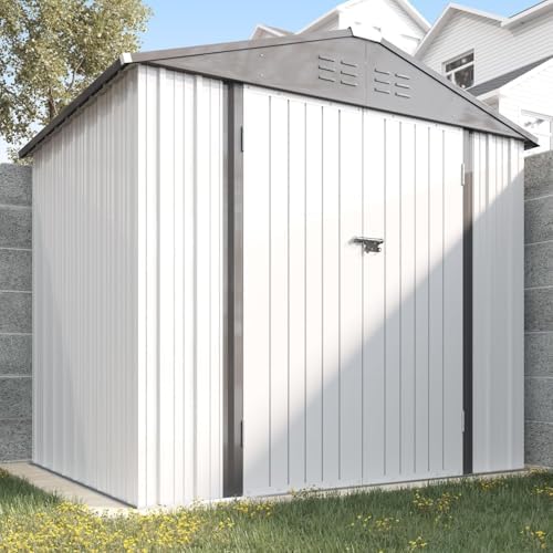 Greesum 8x6FT Outdoor Storage Shed Utility Tool Shed, White - Image 3