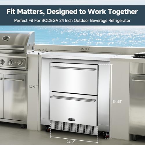 BODEGA 24Inch Stainless-Steel Outdoor Kitchen Cabinet for Beverage Refrigerator,freestanding & Under Counter Kitchen Appliance Cabinets Module is Designed to UnderCounter Beverage Cooler - Image 5