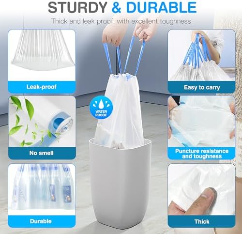 Charmount Small Trash Bags 4 Gallon, 200 Count Drawstring Mini Garbage Bags - Image 3