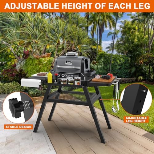 Adjustable Grill Stand for Ninja Outdoor Woodfire Series OG700 OG800 OG900 Series OO101 Woodfire Pizza Oven, Grill Cart for Ninja MO201 Artisan Pizza Oven, Replace for XSKUNSTAND Outdoor Stand - Image 3