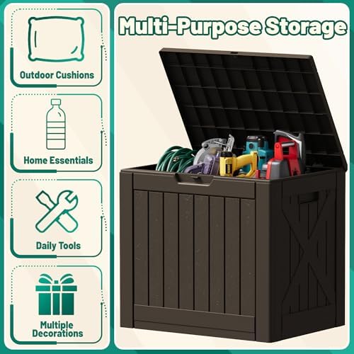 Devoko 40 Gallon Deck Box Lockable Outdoor Storage Box Waterproof for Patio - Image 4