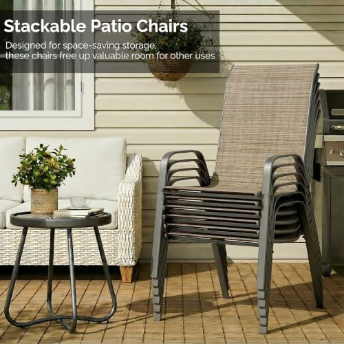 MAMIZO 7 Pieces Patio Dining Set for 6, Glass Table and Textilene Chairs - Image 6