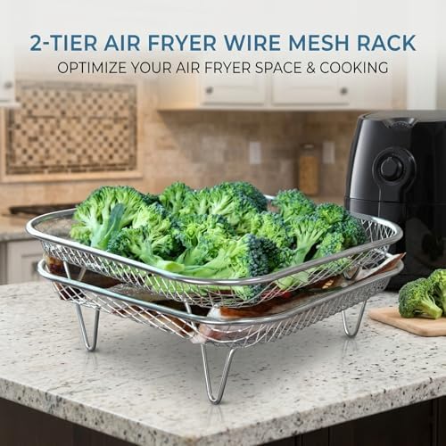 2-Tier Square Air Fryer Rack for Ninja, Cosori, Instant Vortex & Chefman - Image 5