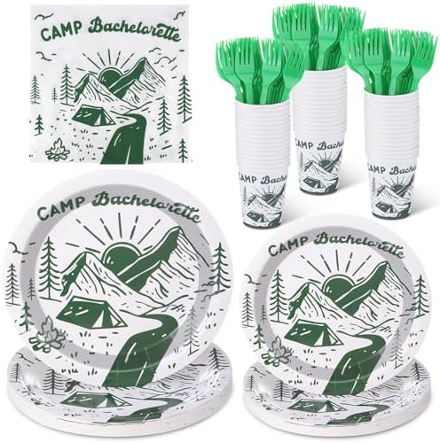 Zubebe 175 Pcs Camp Bachelorette Plates Cups Napkins Serves 25 by Zubebe