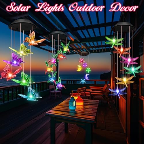 Winzwon Solar Wind Chimes, Christmas Gardening Hummingbird Gifts for Women - Image 4