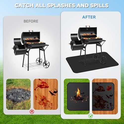 Large 75 x 40 inch Under Grill Mats for Outdoor Grill, Double-Sided Fireproof Deck Patio Protector Mat, Waterproof Oil-Proof BBQ Floor Pad Indoor Fire Pit Fireplace Mat - Image 3
