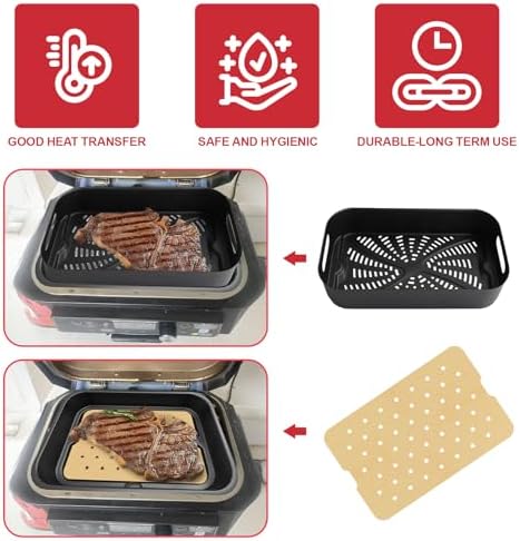 Combo Crisper Basket and Rack for Ninja Foodi FG551 DG551 DG651 Smart XL, Air Frying Griddle Basket and Rack with Disposable 100pcs Liners for Ninja Foodi Smart XL Accessories - Image 4