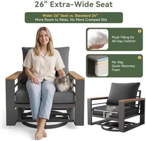 Aoxun Aluminum Patio Furniture Set with Swivel Chairs & Fire Pit Table - Image 3