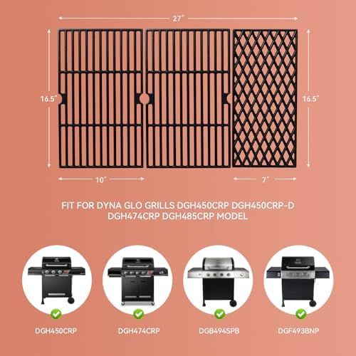 DGH450CRP Cast Iron Grill Grates for Dyna Glo DGH474CRP 4/5 Burner 3PCS - Image 2