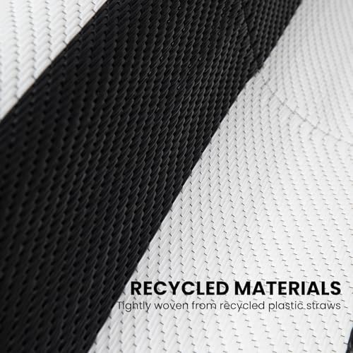 Outdoor Rug 8 x10 ft, Plastic Rug for Patio, Black & White - Image 5