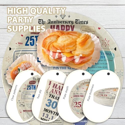 96Pcs Retro 25th Anniversary Party Decorations, Serves 24 - Image 6