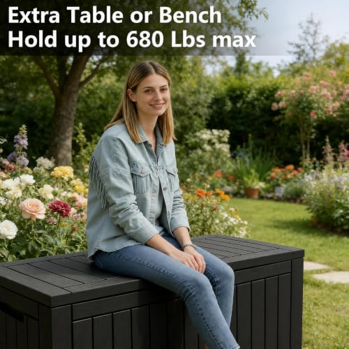 KAMABOKO 120 Gallon Outdoor Storage Box Waterproof Deck Box for Patio - Image 5
