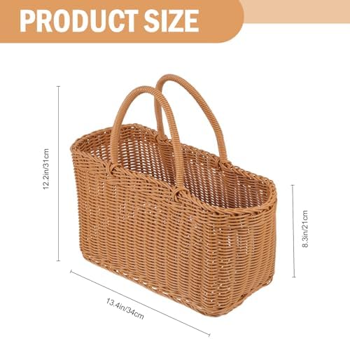 Fruit Holder Rattan Basket Imitation Wicker Baskets Organizer Storage Tote Outdoor Rattan Wicker Picnic Hamper - Image 7