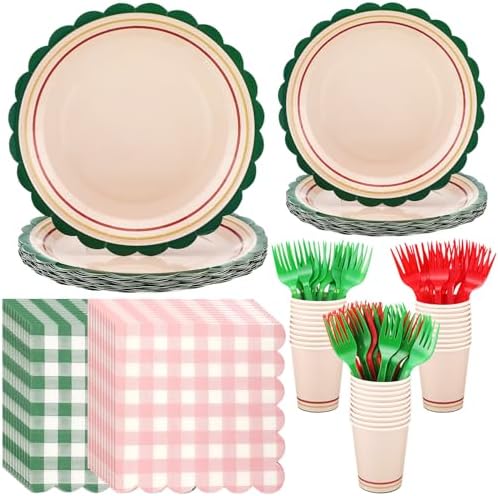 Havawish 144 Pcs Red and Blue Camping Supplies Plates Napkins Forks Cups by Havawish