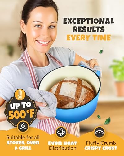 CRUSTLOVE 5 QT Enameled Dutch Oven for Bread Baking with Lid & Baking Set - Image 6