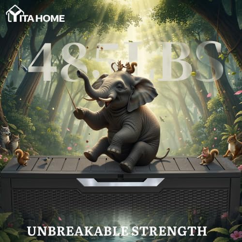YITAHOME 80 Gallon Outdoor Storage Box w/Silver Decorative Trim,Waterproof - Image 5