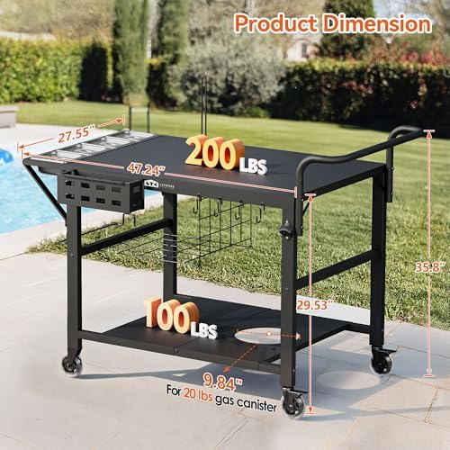Pizza Oven Table Stand, Outdoor Grill Cart Table for Ninja Ooni Blackstone - Image 4