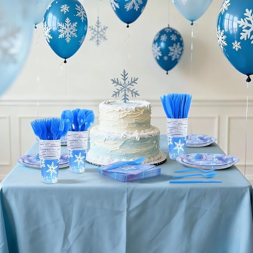 Kochorie 350 PCS Frozen Party Supplies Set for 50 Guests Includes Snowflake Party Plates Cups Napkins Utensils for Frozen Birthday, Winter Wonderland, Holiday, Disposable Tableware - Image 5