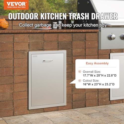 VEVOR Outdoor Kitchen Drawers 17.7"W x 25"H x 22.8"D Stainless Steel - Image 4