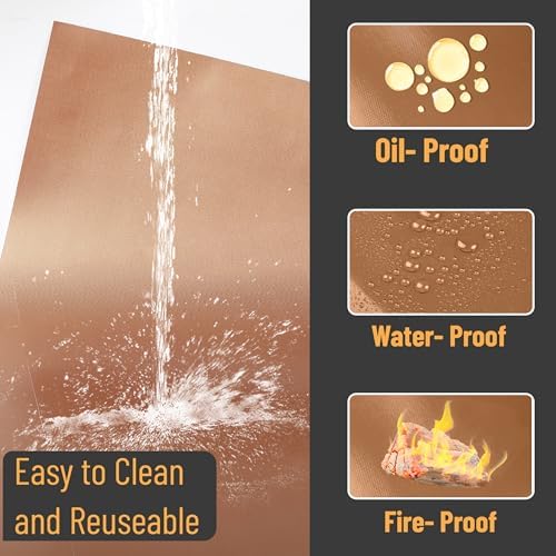 UNCO- Copper Grill Mats for Outdoor Grill, 13" x 15.8", 6 Pack, Nonstick Reusable Grilling Mats for Outdoor Grill, BPA and PFOA Free with PTFE-Fiberglass Coating - Image 4