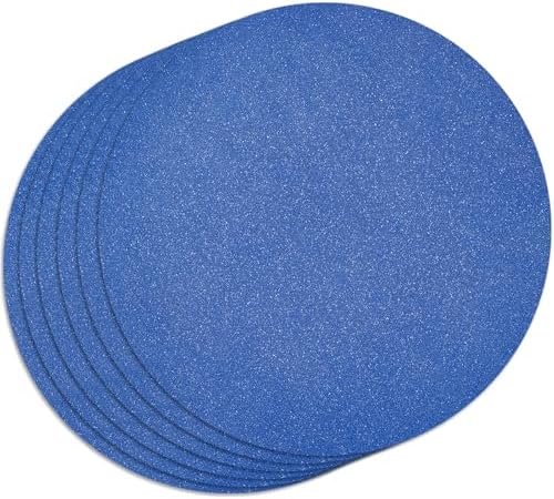 30 PCS Blue Paper Round Placemats Glitter Disposable Placemats Paper Charger Tablemats for Blue Birthday July 4th Wedding Bachelorette Beach Party Dinner Table Decor (13x13inch) by timecity