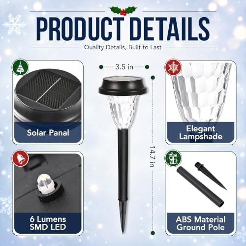 GIGALUMI Solar Christmas Lights Outdoor Waterproof Pathway Lights, 16 Pack - Image 7