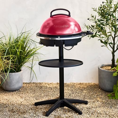 GreenPan 2-in-1 Portable Indoor & Outdoor Standing Electric Grill & Griddle, Cinnamon - Image 4
