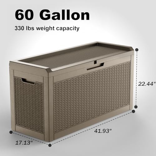 PatioZen 60 Gallon Resin Deck Box, Lockable Outdoor Storage Box for Patio Cushions Storage Furniture,Garden Tools, Pool Supplies, Weatherproof and UV Resistant (Grey) - Image 2