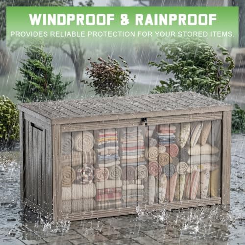 PatioZen 200 Gallon Deck Box Lockable Waterproof UV Resistant Grey - Image 3