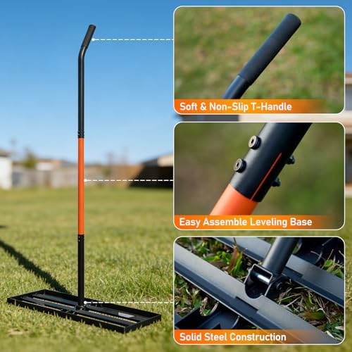 Lawn Leveling Rake, 30"x10" Leveler with 78" Adjustable Handle - Image 7
