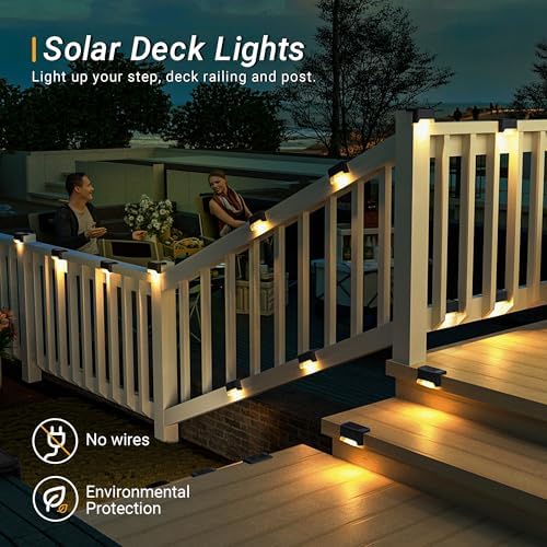 Solar Deck Lights, Solar Step Lights Waterproof, 12 Pack Warm White - Image 4