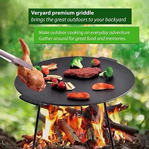 18" Cast Iron Griddle, Round Iron Pan, Portable Campfire Grill with 3 Removable Legs for Outdoor BBQ Cooking, Grilling and Frying Outdoor Camping - Image 5