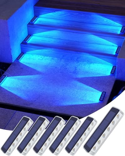 DetarZinLED Blue Solar Step Lights for Outside IP68 Waterproof Led 6 Pack by DetarZinLED