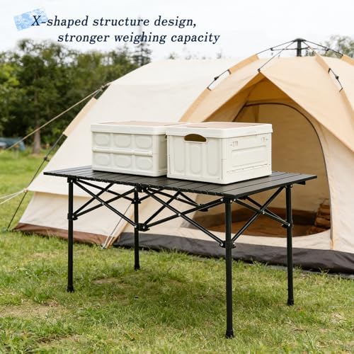Camping Table with 4 Chairs, Portable Folding Picnic Table Set - Image 7